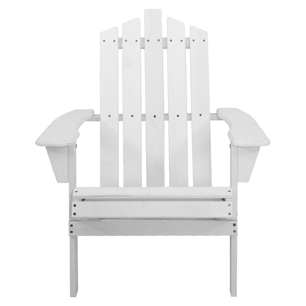 Gardeon Outdoor Sun Lounge Beach Chairs Table Setting Wooden Adirondack Patio - White-Furniture > Outdoor-PEROZ Accessories