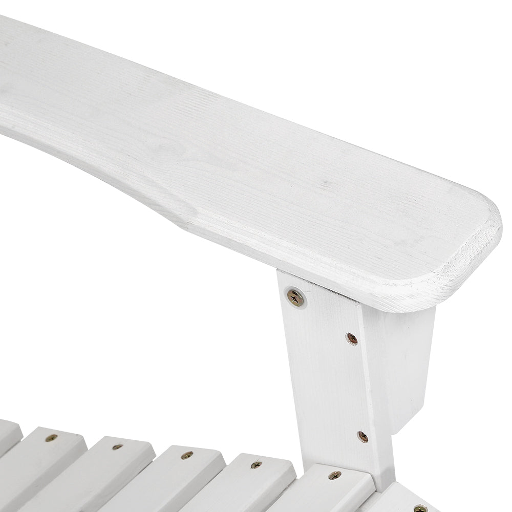 Gardeon Outdoor Sun Lounge Beach Chairs Table Setting Wooden Adirondack Patio - White-Furniture > Outdoor-PEROZ Accessories