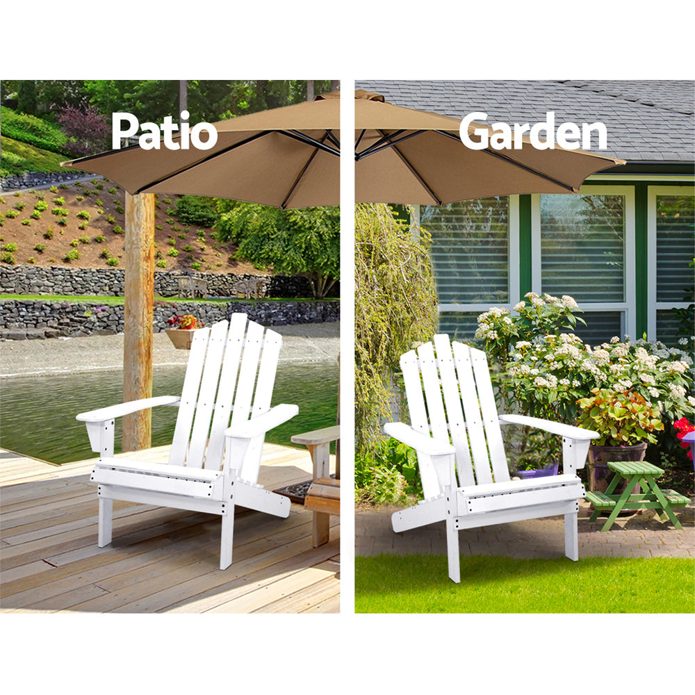 Gardeon Outdoor Sun Lounge Beach Chairs Table Setting Wooden Adirondack Patio - White-Furniture > Outdoor-PEROZ Accessories