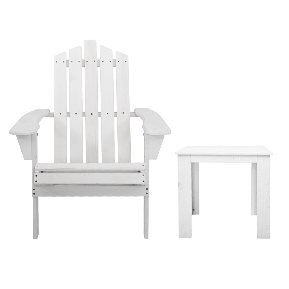 Gardeon Outdoor Sun Lounge Beach Chairs Table Setting Wooden Adirondack Patio Chair White-Furniture > Outdoor-PEROZ Accessories