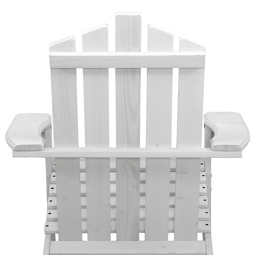 Gardeon Outdoor Sun Lounge Beach Chairs Table Setting Wooden Adirondack Patio Chair White-Furniture > Outdoor-PEROZ Accessories