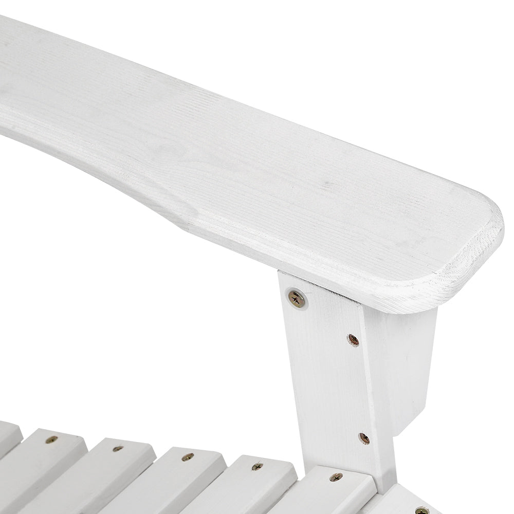 Gardeon Outdoor Sun Lounge Beach Chairs Table Setting Wooden Adirondack Patio Chair White-Furniture > Outdoor-PEROZ Accessories