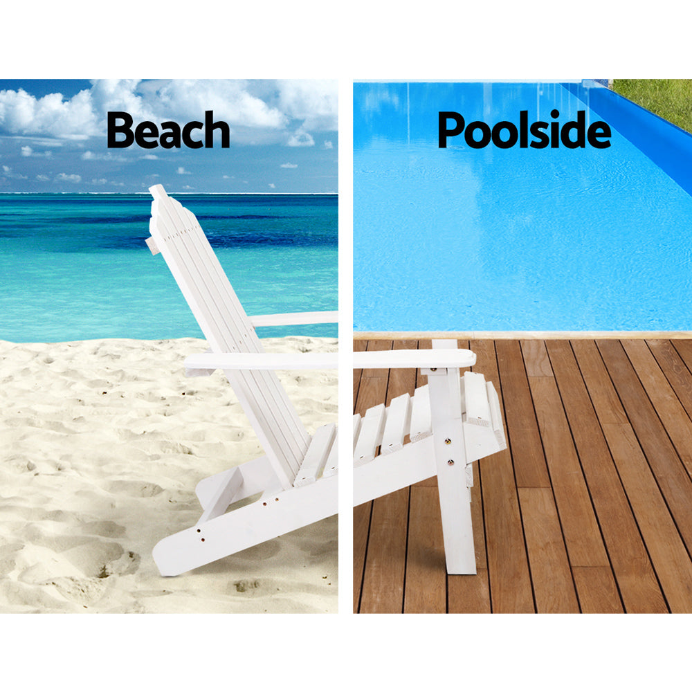 Gardeon Outdoor Sun Lounge Beach Chairs Table Setting Wooden Adirondack Patio Chair White-Furniture > Outdoor-PEROZ Accessories