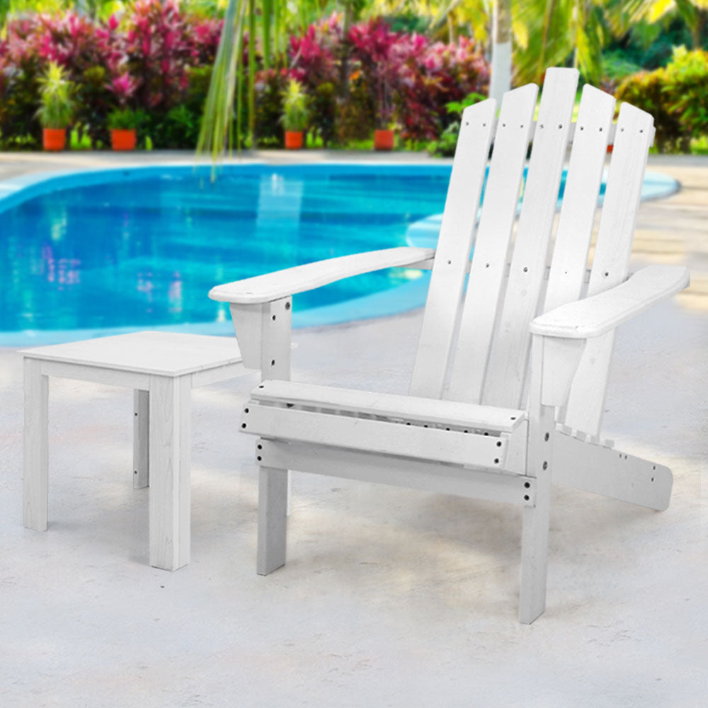 Gardeon Outdoor Sun Lounge Beach Chairs Table Setting Wooden Adirondack Patio Chair Lounges-Furniture > Outdoor-PEROZ Accessories