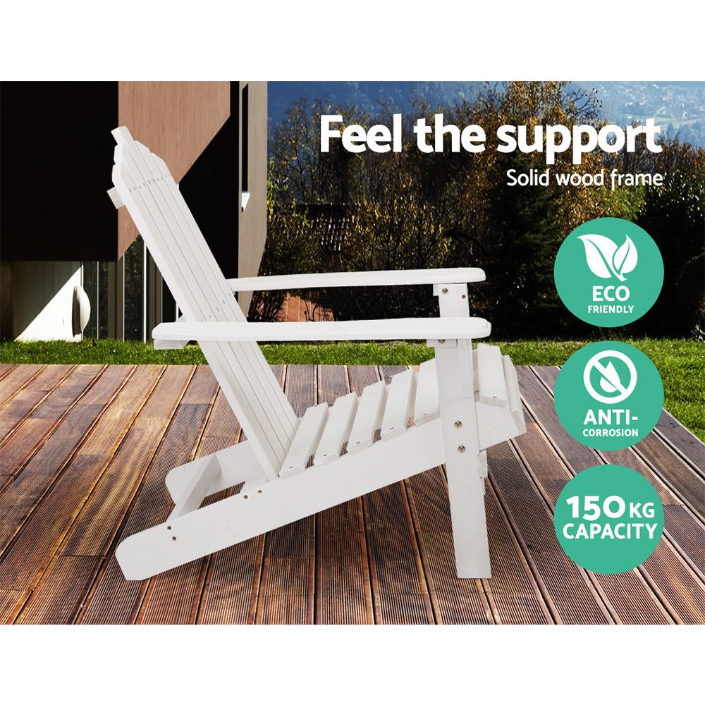 Gardeon Outdoor Sun Lounge Beach Chairs Table Setting Wooden Adirondack Patio Chair Lounges-Furniture > Outdoor-PEROZ Accessories