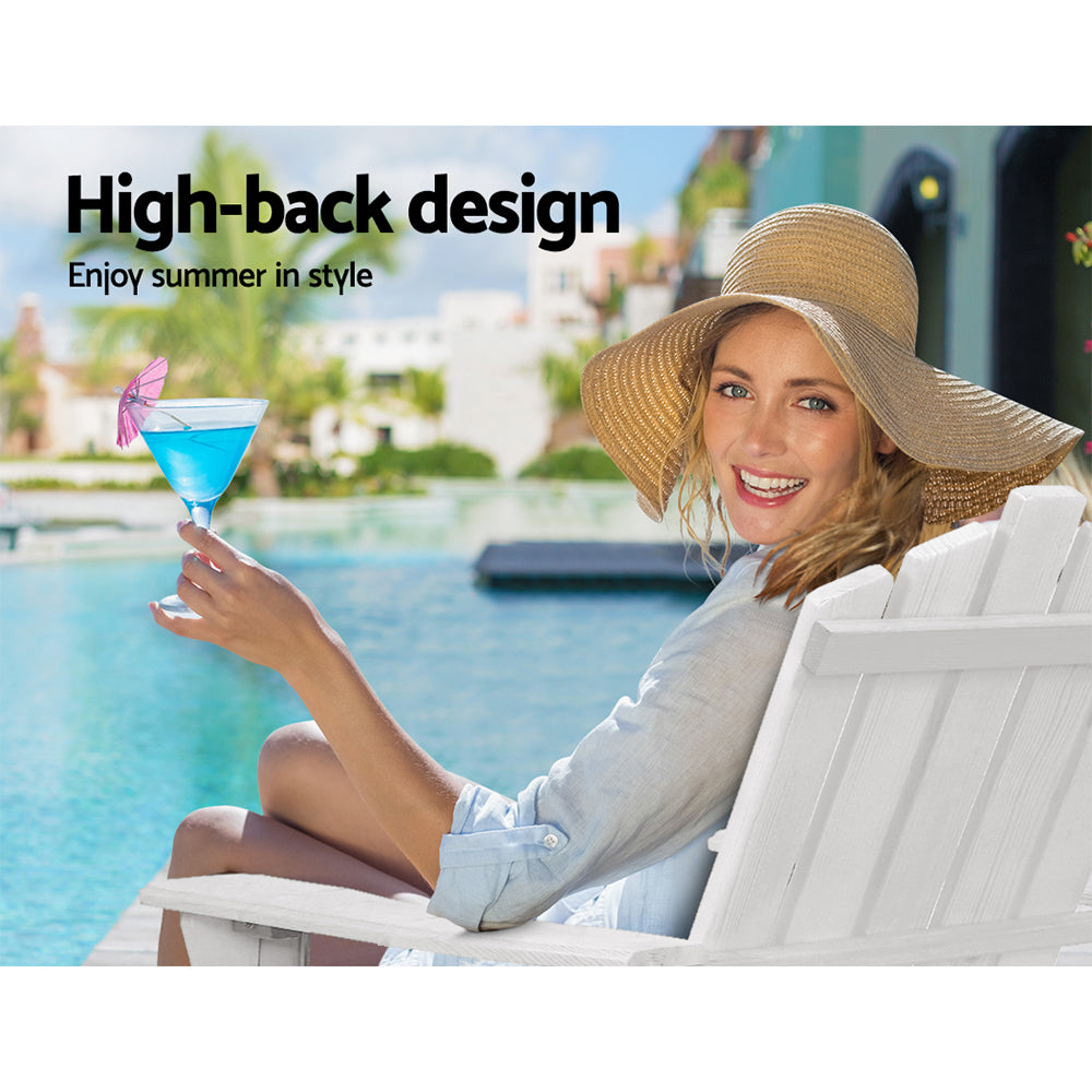Gardeon Outdoor Sun Lounge Beach Chairs Table Setting Wooden Adirondack Patio Chair Lounges-Furniture > Outdoor-PEROZ Accessories