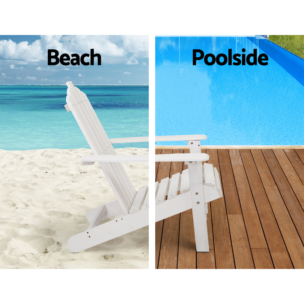 Gardeon Outdoor Sun Lounge Beach Chairs Table Setting Wooden Adirondack Patio Chair Lounges-Furniture > Outdoor-PEROZ Accessories