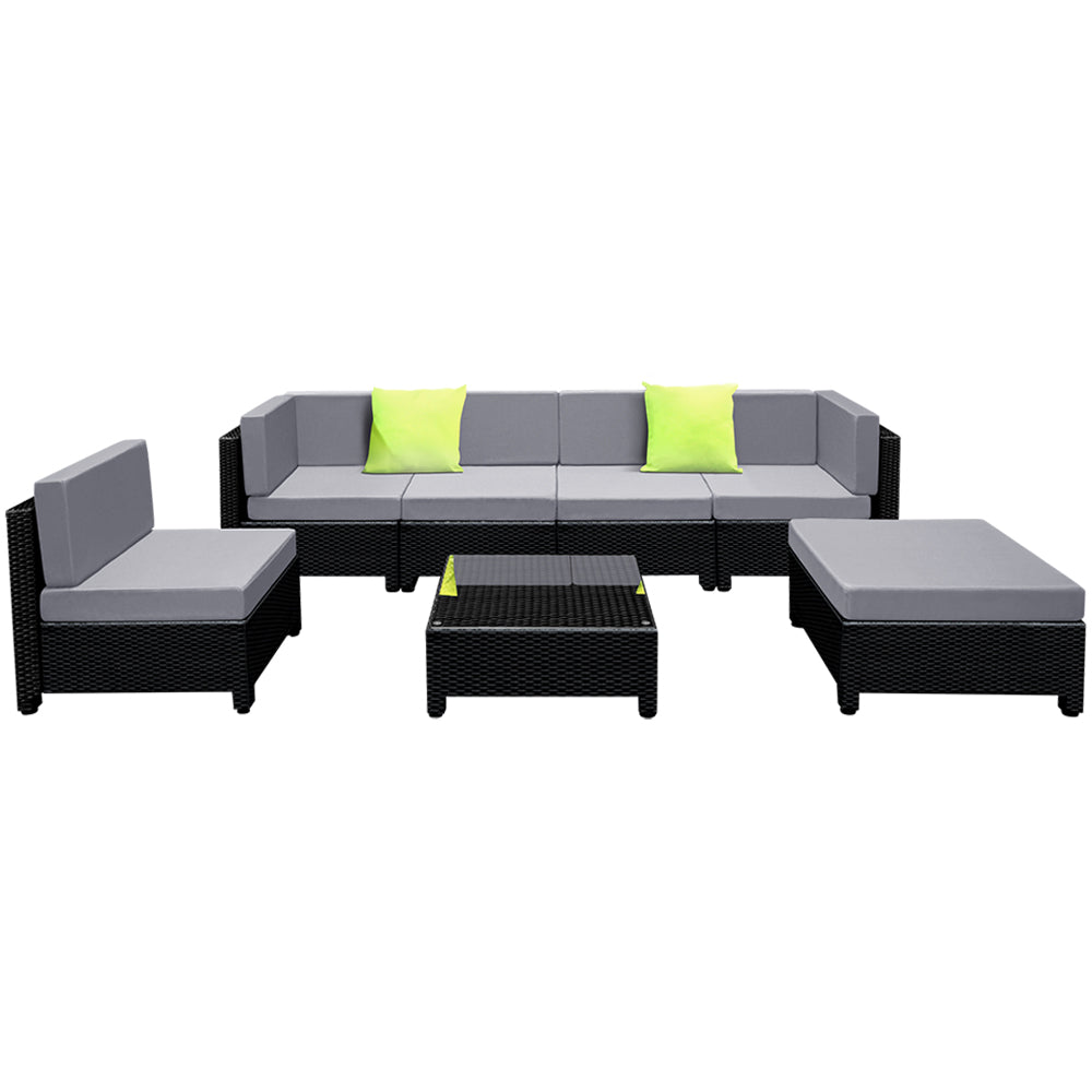Gardeon 7PC Sofa Set Outdoor Furniture Lounge Setting Wicker Couches Garden Patio Pool-Furniture > Outdoor-PEROZ Accessories