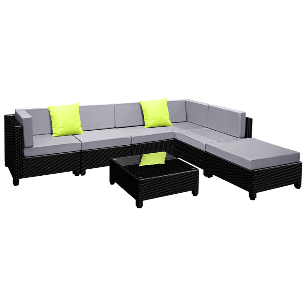 Gardeon 7PC Sofa Set Outdoor Furniture Lounge Setting Wicker Couches Garden Patio Pool-Furniture > Outdoor-PEROZ Accessories