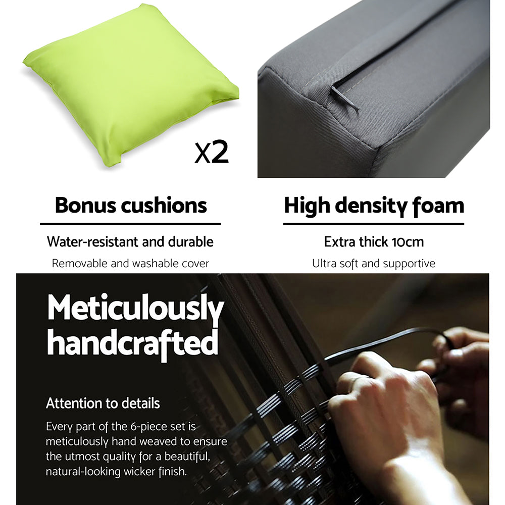 Gardeon 7PC Sofa Set Outdoor Furniture Lounge Setting Wicker Couches Garden Patio Pool-Furniture > Outdoor-PEROZ Accessories