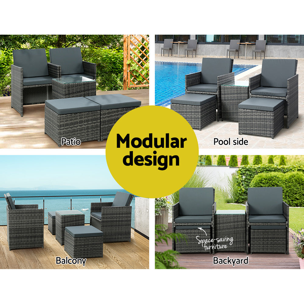 Gardeon Recliner Chairs Sun Lounge Wicker Lounger Outdoor Furniture Patio Sofa-Furniture > Outdoor-PEROZ Accessories