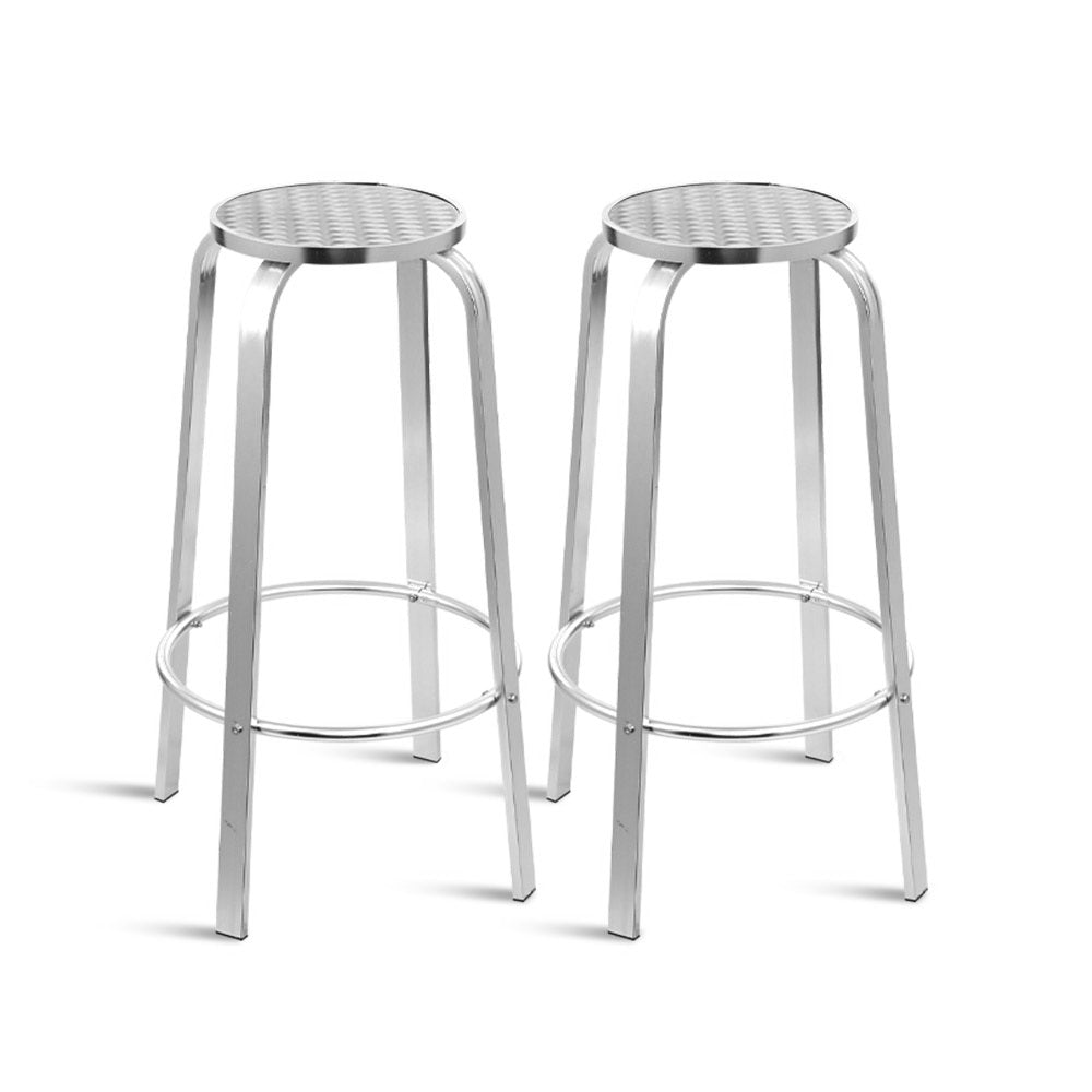 Gardeon Set of 2 Outdoor Bar Stools Patio Furniture Indoor Bistro Kitchen Aluminum-Furniture > Bar Stools & Chairs-PEROZ Accessories