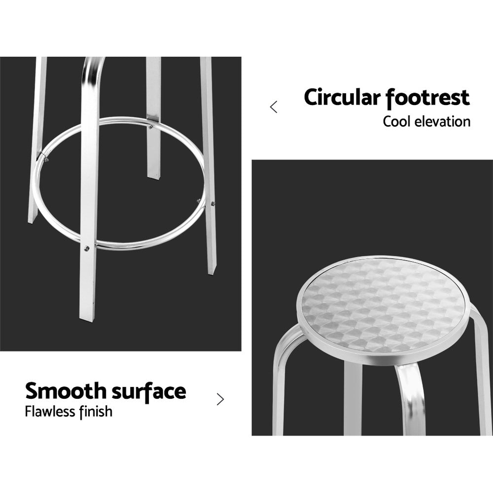 Gardeon Set of 2 Outdoor Bar Stools Patio Furniture Indoor Bistro Kitchen Aluminum-Furniture > Bar Stools & Chairs-PEROZ Accessories