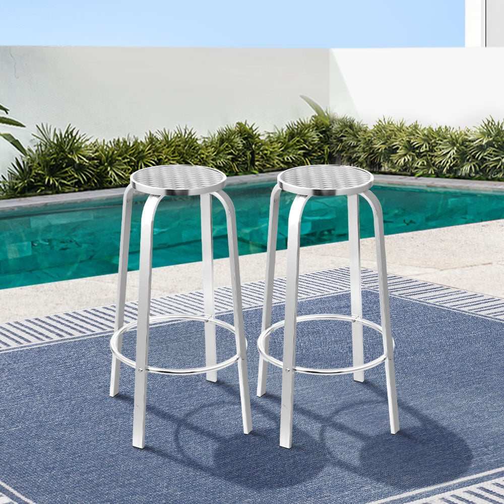 Gardeon Set of 2 Outdoor Bar Stools Patio Furniture Indoor Bistro Kitchen Aluminum-Furniture > Bar Stools & Chairs-PEROZ Accessories