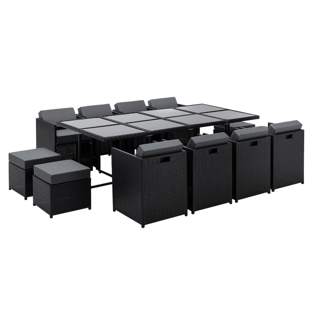 Gardeon 13 Piece Wicker Outdoor Dining Table Set-Furniture > Dining-PEROZ Accessories