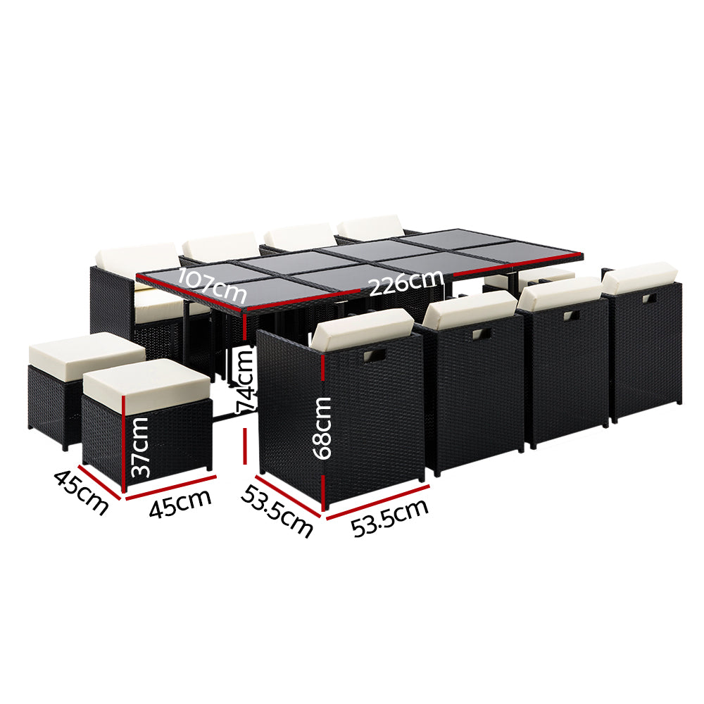 Gardeon 13 Piece Wicker Outdoor Dining Table Set-Furniture > Dining-PEROZ Accessories