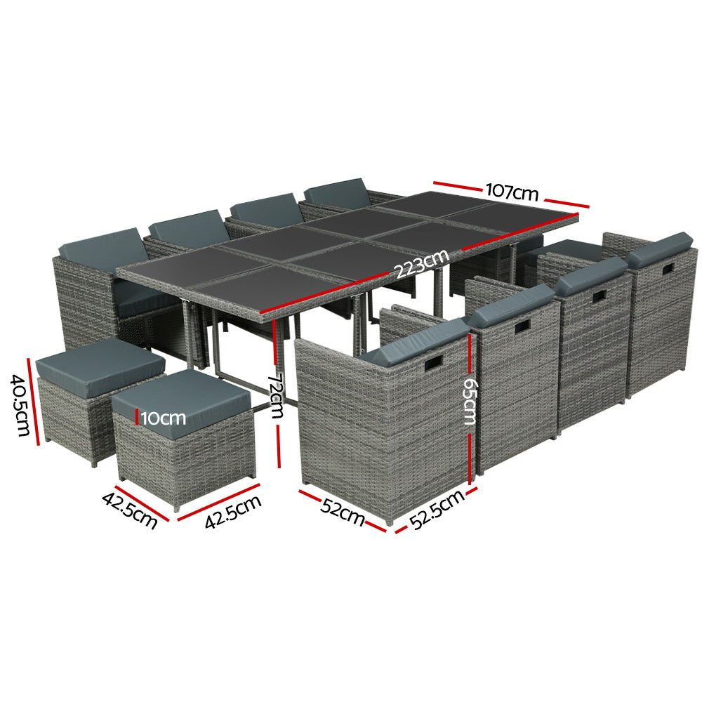 Gardeon 13 PCS Outdoor Dining Set Table Chairs Patio Lounge Setting Furniture-Outdoor Furniture Sets-PEROZ Accessories