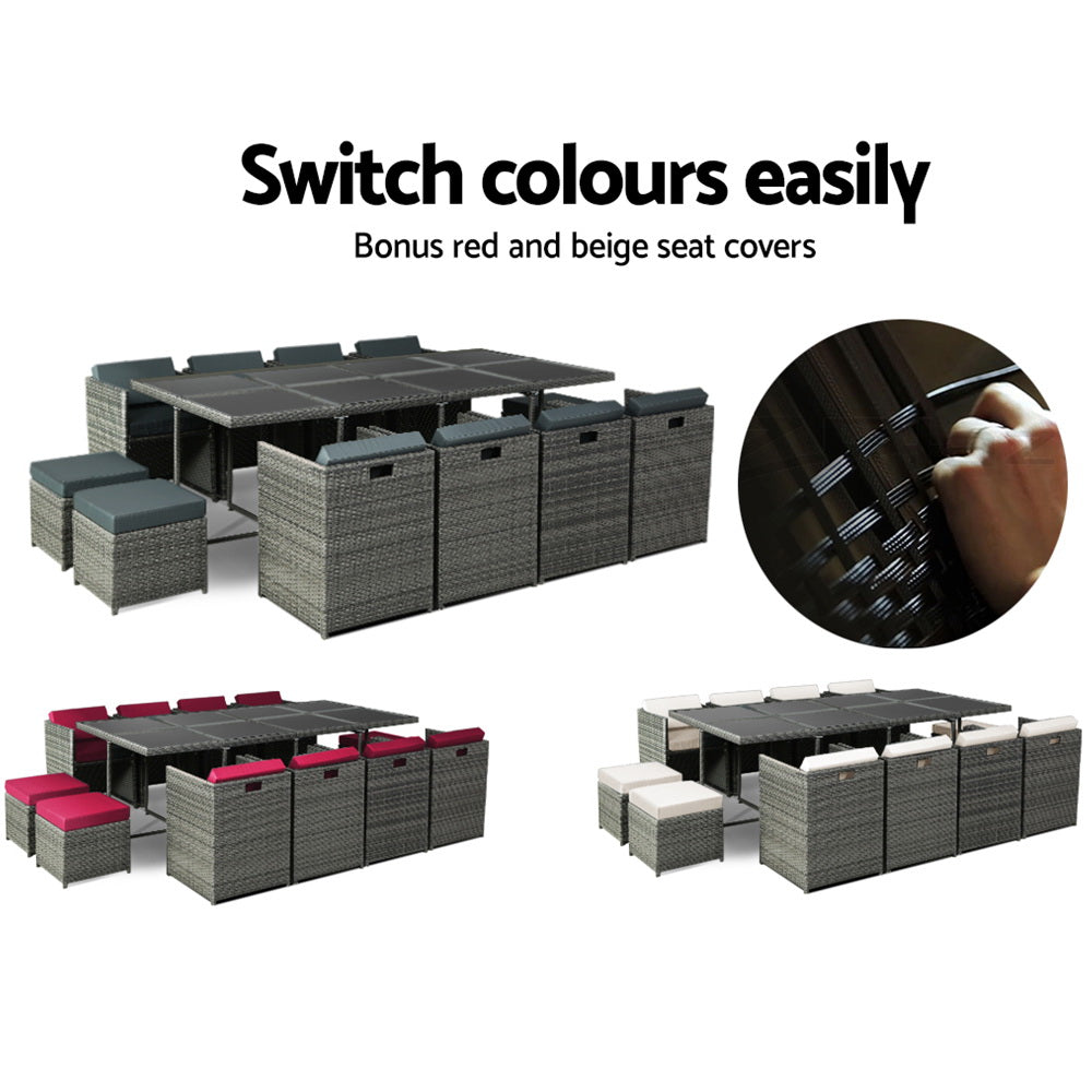 Gardeon 13 PCS Outdoor Dining Set Table Chairs Patio Lounge Setting Furniture-Outdoor Furniture Sets-PEROZ Accessories