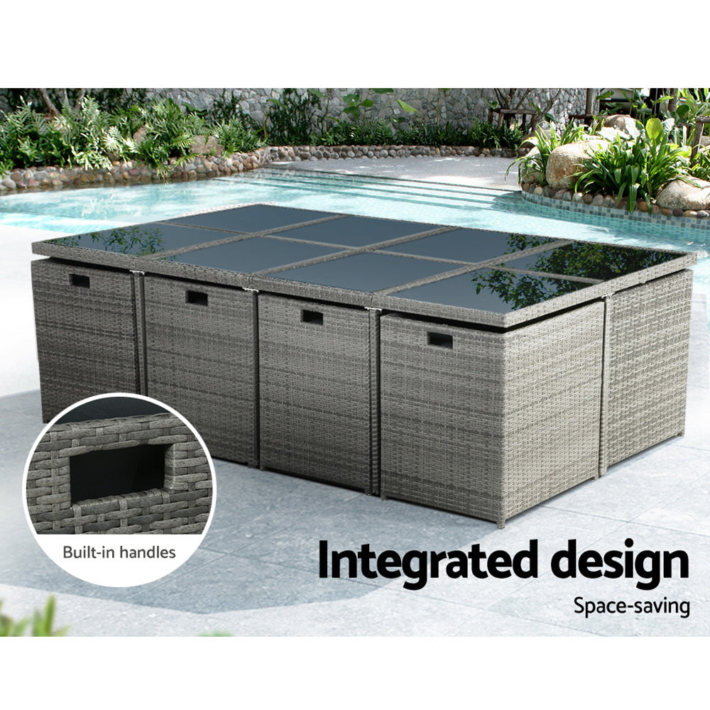 Gardeon 13 PCS Outdoor Dining Set Table Chairs Patio Lounge Setting Furniture-Outdoor Furniture Sets-PEROZ Accessories