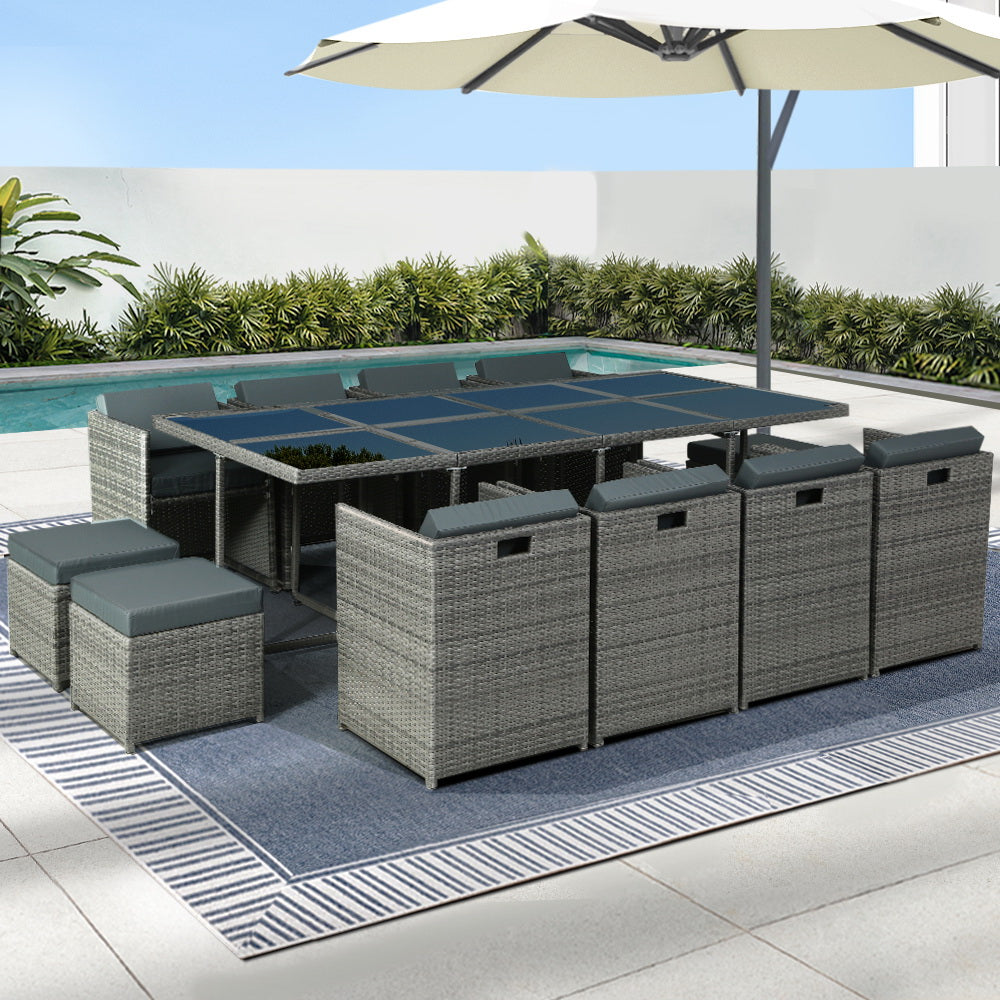 Gardeon 13 PCS Outdoor Dining Set Table Chairs Patio Lounge Setting Furniture-Outdoor Furniture Sets-PEROZ Accessories