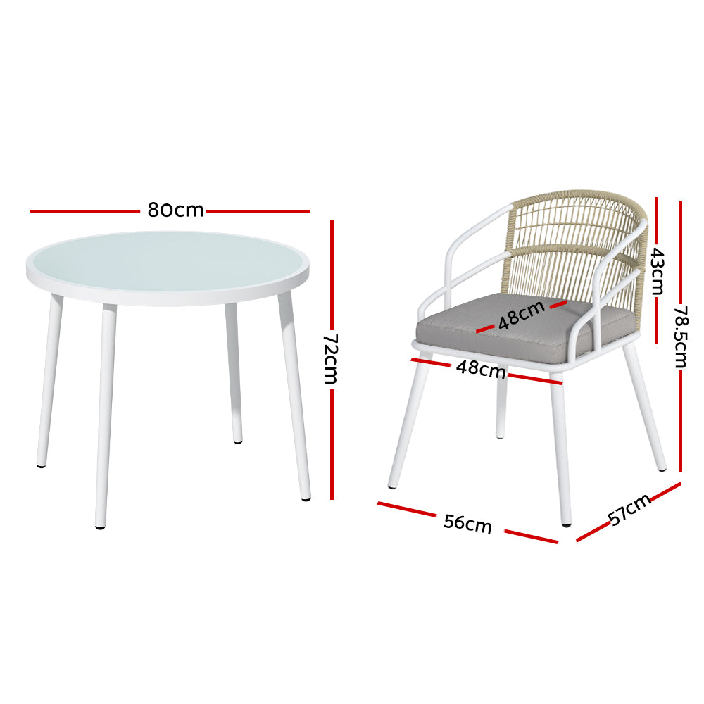 Gardeon 5pc Outdoor Dining Set Furniture Table and Chair Lounge Setting 4 Seater-Furniture > Dining-PEROZ Accessories