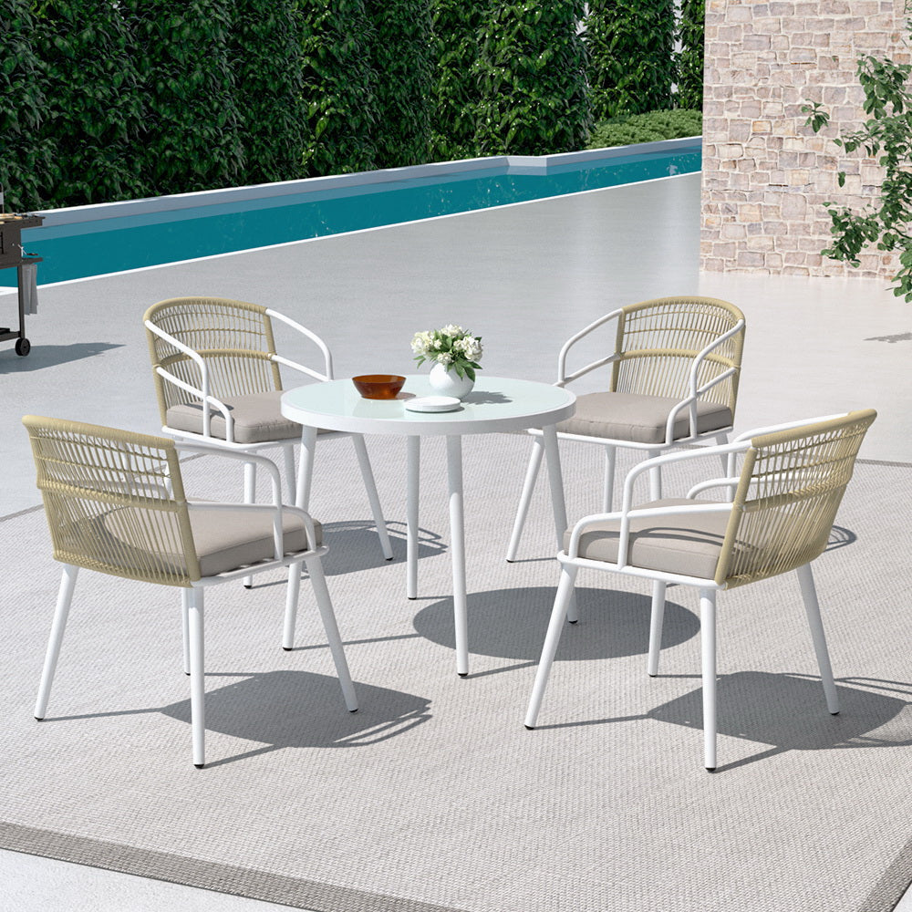 Gardeon 5pc Outdoor Dining Set Furniture Table and Chair Lounge Setting 4 Seater-Furniture > Dining-PEROZ Accessories