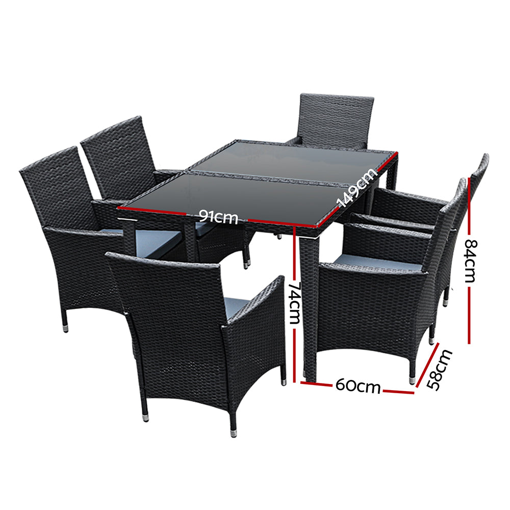 Gardeon Outdoor Furniture 7pcs Dining Set-Furniture &gt; Outdoor-PEROZ Accessories