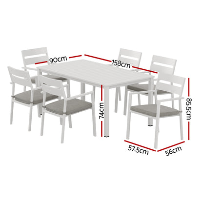 Gardeon 7 Piece Outdoor Dining Set Aluminum Table Chairs 6-seater Lounge Setting-Furniture &gt; Outdoor-PEROZ Accessories
