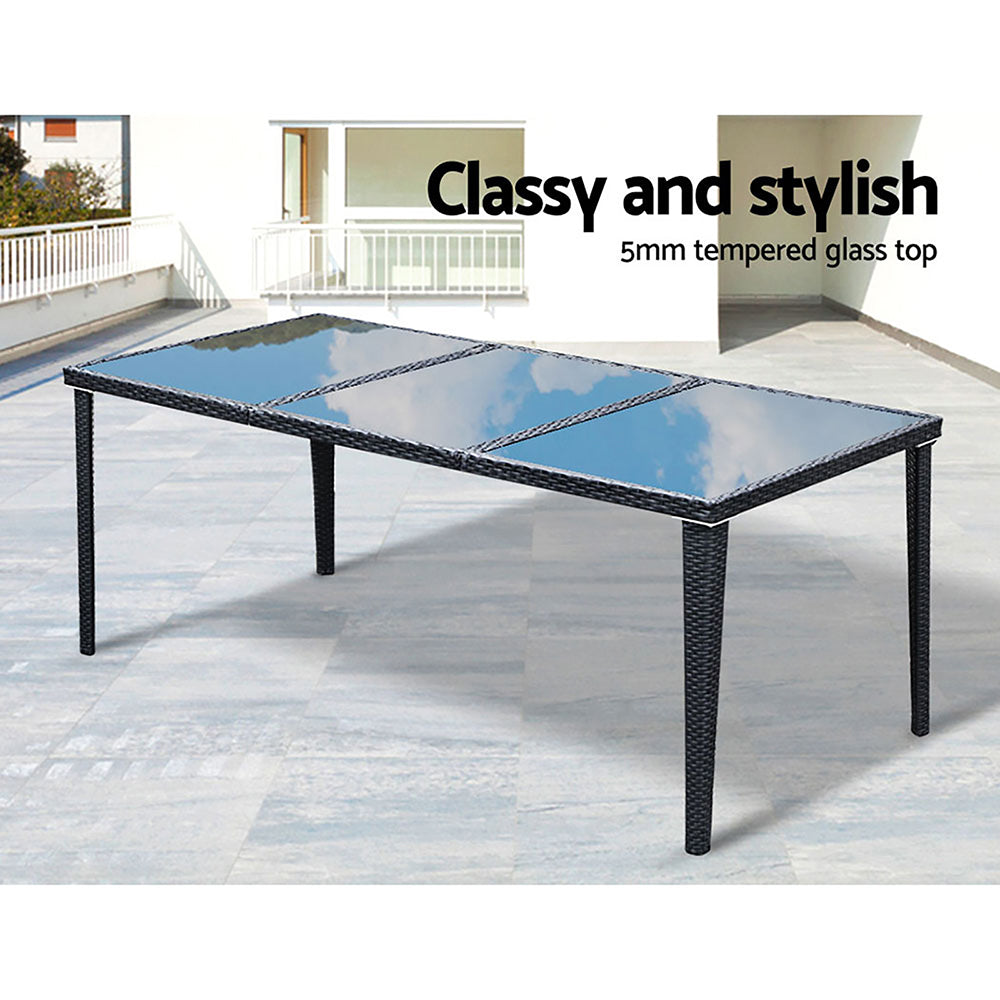 Gardeon 9 Piece Outdoor Dining Set - Black-Furniture > Outdoor-PEROZ Accessories