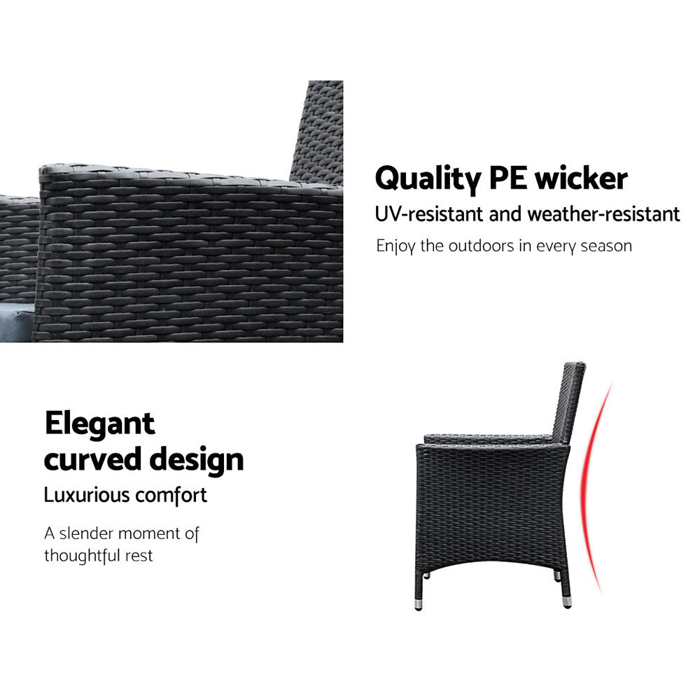 Gardeon 9 Piece Outdoor Dining Set - Black-Furniture > Outdoor-PEROZ Accessories