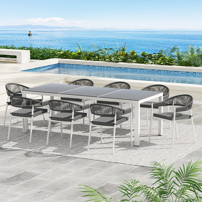 Gardeon 9PCS Outdoor Dining Set Table Chairs Patio Rope Lounge Setting 8-seater-Furniture &gt; Outdoor-PEROZ Accessories