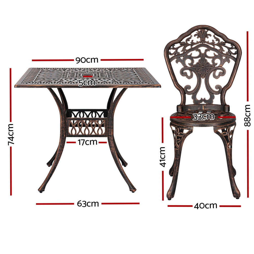 Gardeon Outdoor Dining Set 5 Piece Chairs Table Cast Aluminum Patio Brown-Furniture > Outdoor-PEROZ Accessories