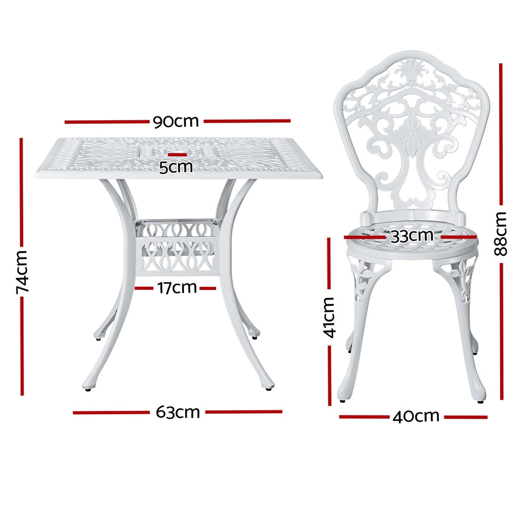 Gardeon Outdoor Dining Set 5 Piece Chairs Table Cast Aluminum Patio White-Furniture > Outdoor-PEROZ Accessories