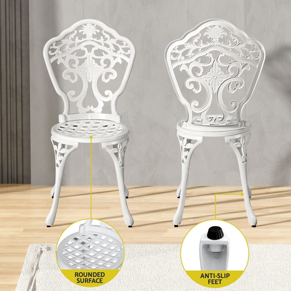 Gardeon Outdoor Dining Set 5 Piece Chairs Table Cast Aluminum Patio White-Furniture > Outdoor-PEROZ Accessories