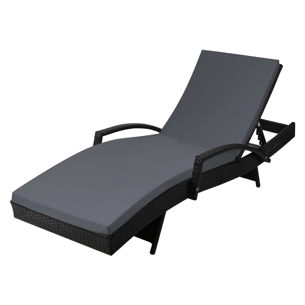 Gardeon Outdoor Sun Lounge - Black-Furniture > Outdoor-PEROZ Accessories