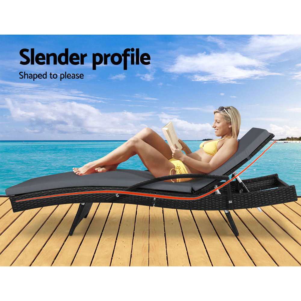 Gardeon Outdoor Sun Lounge - Black-Furniture > Outdoor-PEROZ Accessories