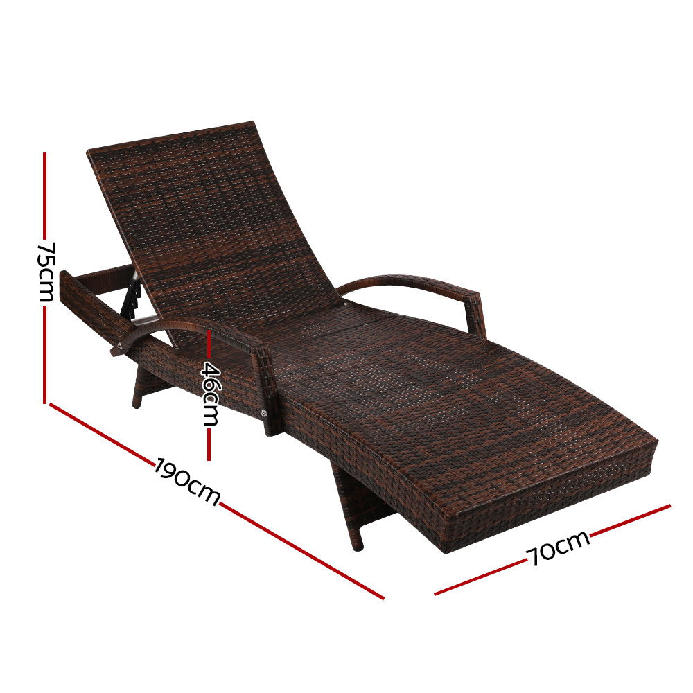 Gardeon Set of 2 Sun Lounge Outdoor Furniture Day Bed Rattan Wicker Lounger Patio-Furniture > Outdoor-PEROZ Accessories