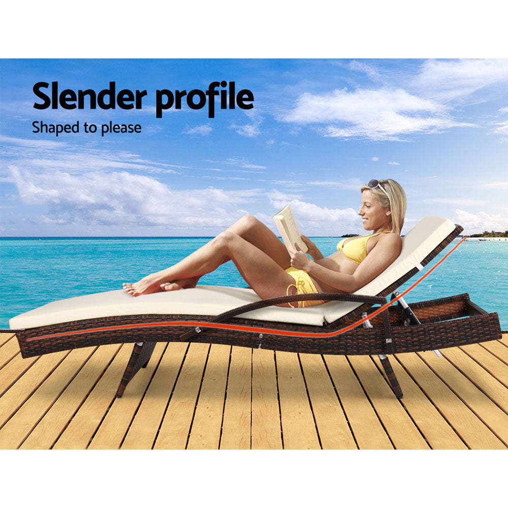 Gardeon Set of 2 Sun Lounge Outdoor Furniture Day Bed Rattan Wicker Lounger Patio-Furniture > Outdoor-PEROZ Accessories