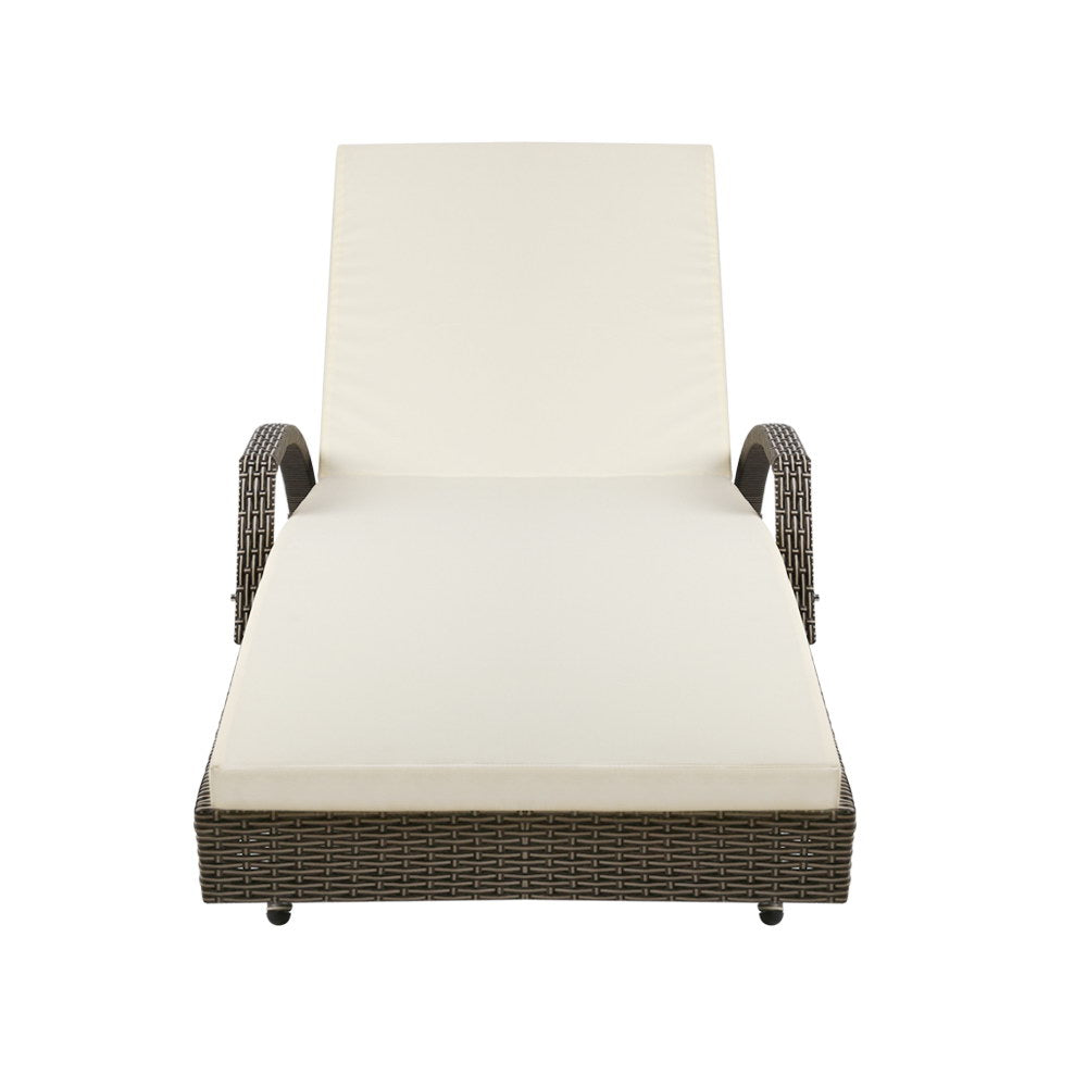 Gardeon Set of 2 Outdoor Sun Lounge Chair with Cushion- Grey-Furniture > Outdoor-PEROZ Accessories