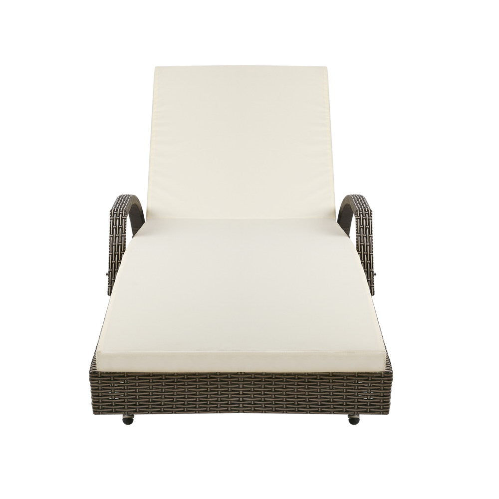 Gardeon Set of 2 Outdoor Sun Lounge Chair with Cushion- Grey-Furniture &gt; Outdoor-PEROZ Accessories