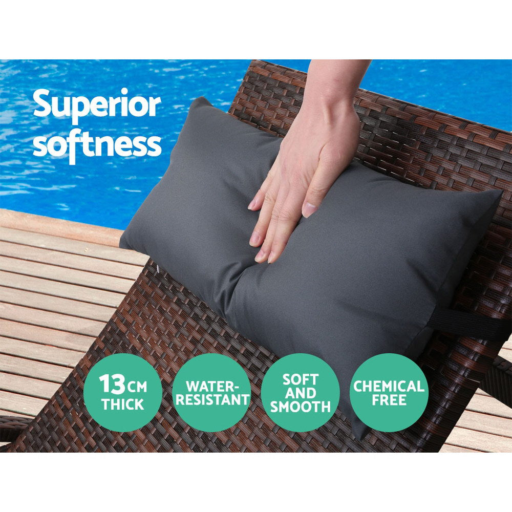 Gardeon Set of 2 Sun Lounge Outdoor Furniture Wicker Lounger Rattan Day Bed Garden Patio Brown-Furniture > Outdoor-PEROZ Accessories