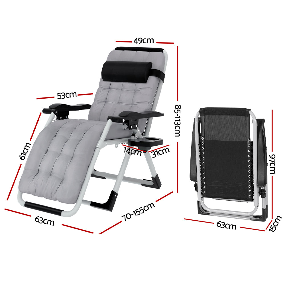 Gardeon Sun Lounge Folding Lounger Camping Zero Gravity Chair Outdoor Furniture-Furniture > Outdoor-PEROZ Accessories