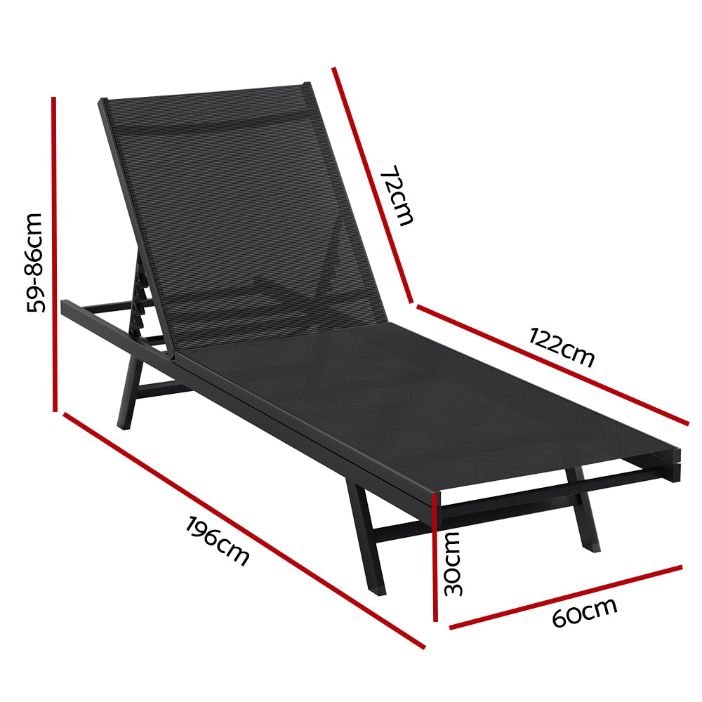 Gardeon Sun Lounger Outdoor Lounge Setting Chair Adjustable Patio Furniture Pool-Furniture > Outdoor-PEROZ Accessories