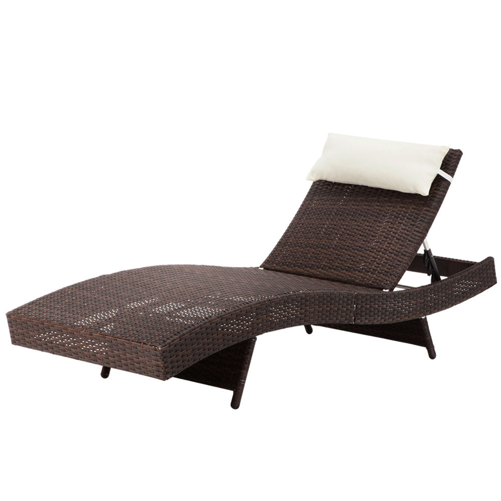 Gardeon Outdoor Wicker Sun Lounge - Brown-Furniture > Outdoor-PEROZ Accessories