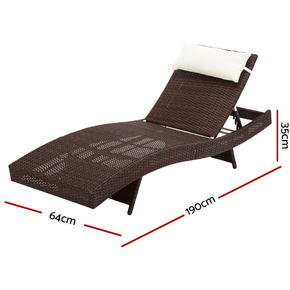 Gardeon Outdoor Wicker Sun Lounge - Brown-Furniture > Outdoor-PEROZ Accessories