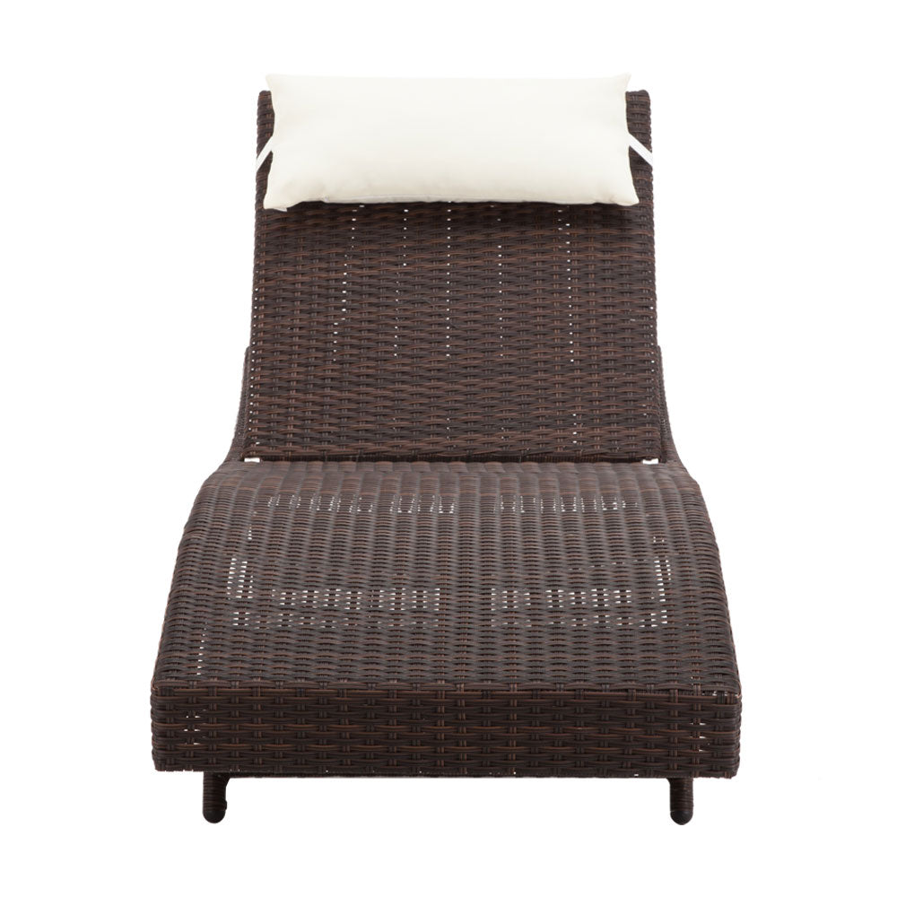 Gardeon Outdoor Wicker Sun Lounge - Brown-Furniture > Outdoor-PEROZ Accessories