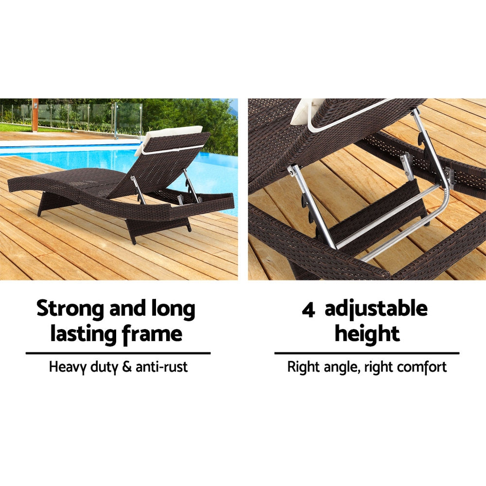 Gardeon Outdoor Wicker Sun Lounge - Brown-Furniture > Outdoor-PEROZ Accessories