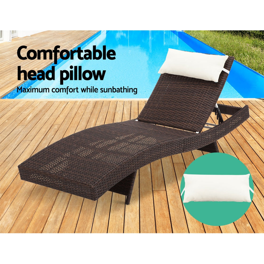 Gardeon Outdoor Wicker Sun Lounge - Brown-Furniture > Outdoor-PEROZ Accessories