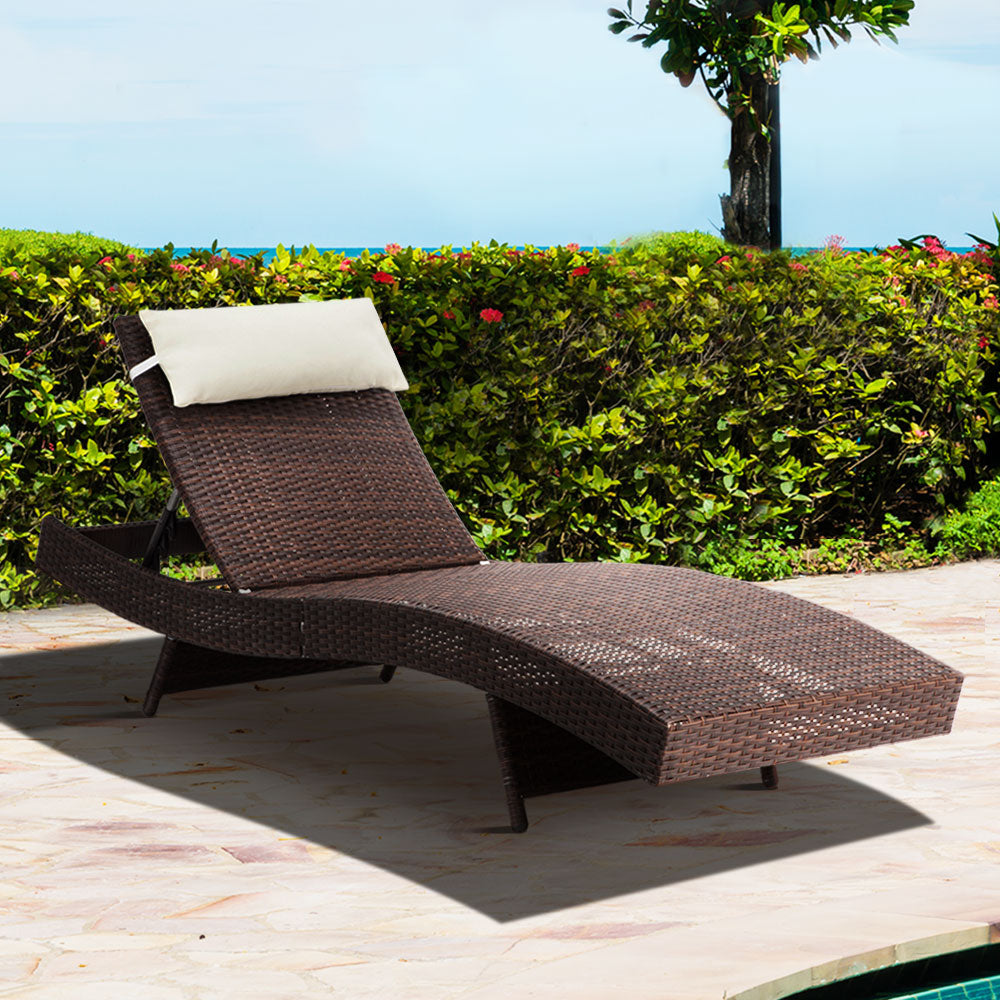 Gardeon Outdoor Wicker Sun Lounge - Brown-Furniture > Outdoor-PEROZ Accessories