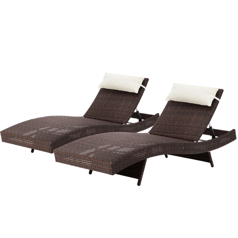 Gardeon Outdoor Sun Lounge Setting Wicker Lounger Day Bed Rattan Patio Furniture Brown-Furniture > Outdoor-PEROZ Accessories